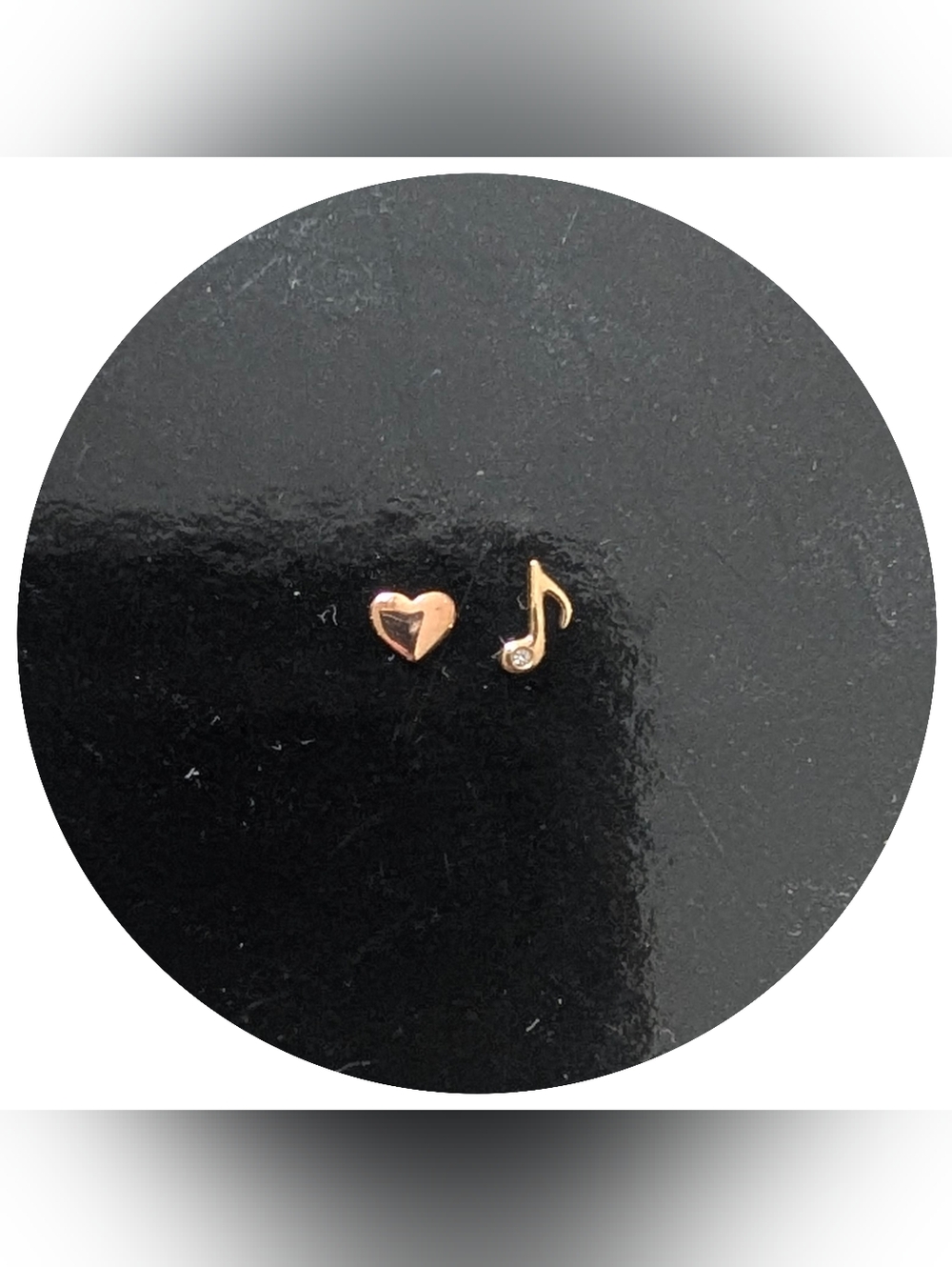 Love note 18kt Rose gold Heart And Swarovski 18kt Solid Gold Diamond tooth Gem